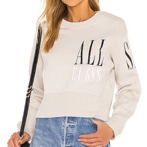 AllSaints Women's Separo Eva Sweatshirt Off White Logo Graphic Cropped Size S